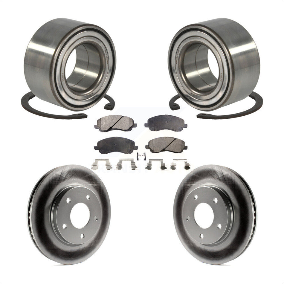 Front Wheel Bearing With Coated Disc Brake Rotors And Semi-Metallic Pads Kit For Dodge Caliber Mitsubishi Lancer KBB-101433
