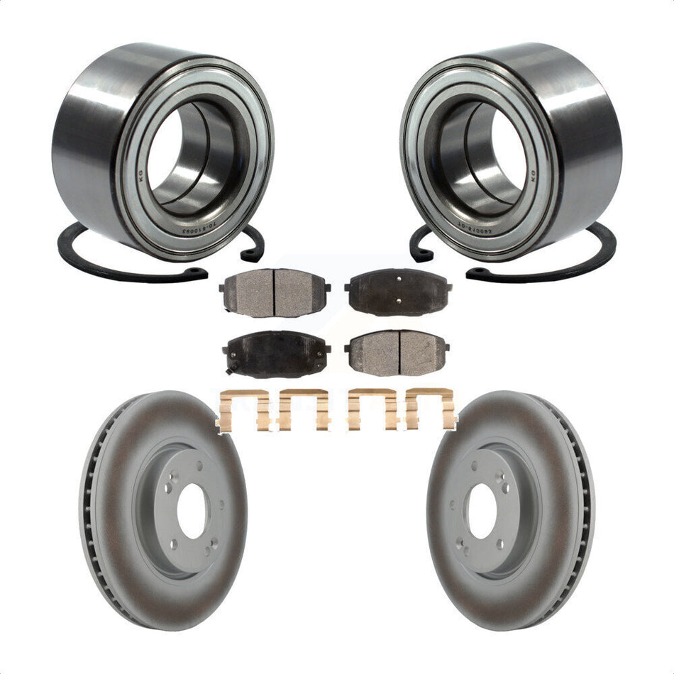 Front Wheel Bearing With Coated Disc Brake Rotors And Semi-Metallic Pads Kit For Kia Forte Koup Forte5 KBB-101444