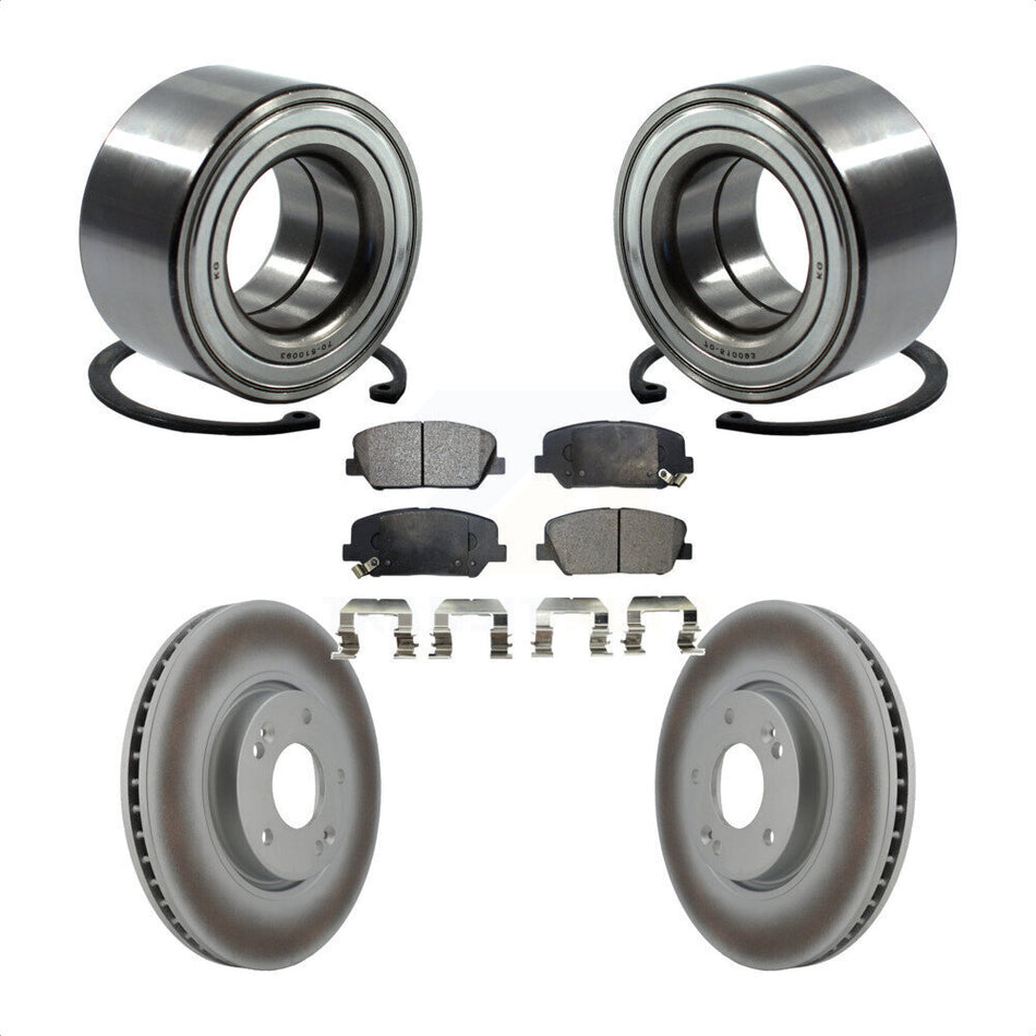 Front Wheel Bearing With Coated Disc Brake Rotors And Semi-Metallic Pads Kit For Hyundai Veloster Kia Forte Koup KBB-101445