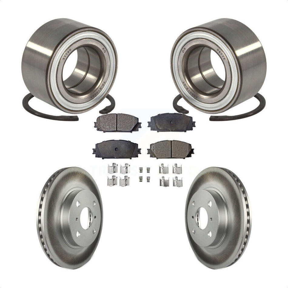 Front Wheel Bearing With Coated Disc Brake Rotors And Semi-Metallic Pads Kit For Toyota Yaris Prius C Scion iQ KBB-101463