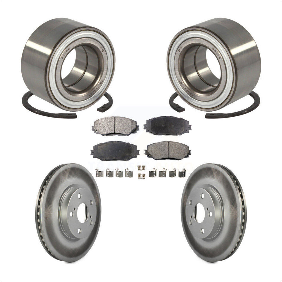 Front Wheel Bearing With Coated Disc Brake Rotors And Semi-Metallic Pads Kit For 2008-2014 Scion xD KBB-101465