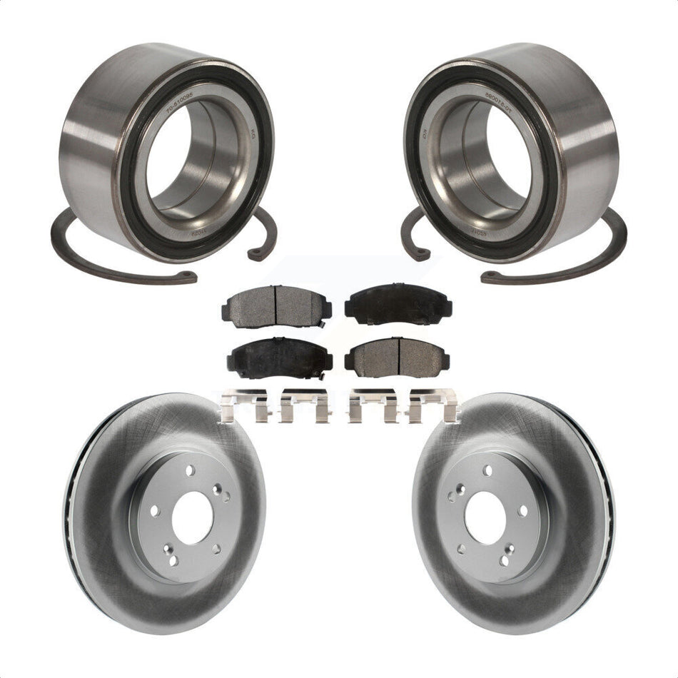 Front Wheel Bearing With Coated Disc Brake Rotors And Semi-Metallic Pads Kit For Honda Accord Acura TSX KBB-101468