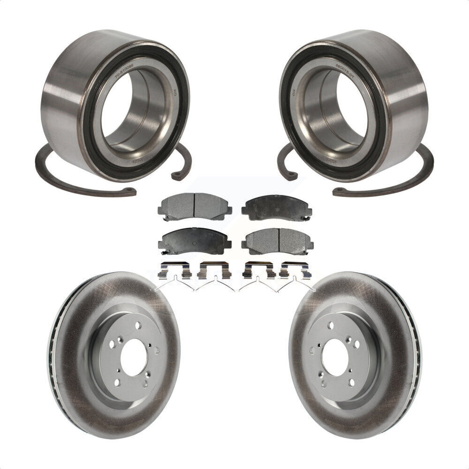 Front Wheel Bearing With Coated Disc Brake Rotors And Semi-Metallic Pads Kit For 2009-2014 Acura TL KBB-101471