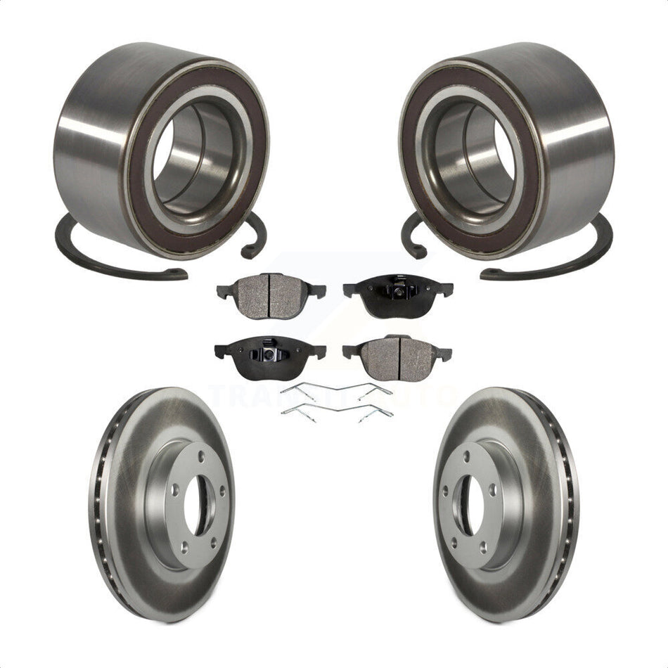 Front Wheel Bearing With Coated Disc Brake Rotors And Semi-Metallic Pads Kit For Mazda 3 Sport KBB-101473