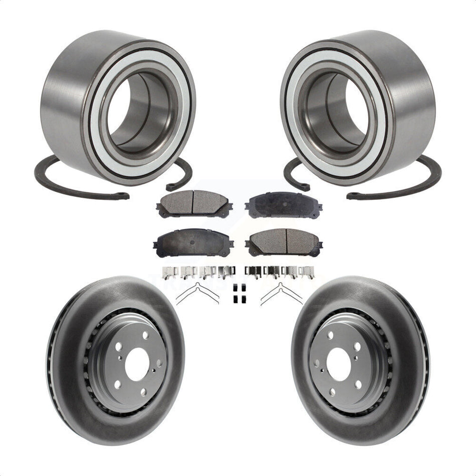 Front Wheel Bearing With Coated Disc Brake Rotors And Semi-Metallic Pads Kit For Toyota Highlander Sienna Lexus RX350 RX450h KBB-101476