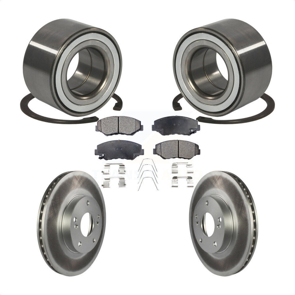 Front Wheel Bearing With Coated Disc Brake Rotors And Semi-Metallic Pads Kit For Honda CR-Z Fit KBB-101482