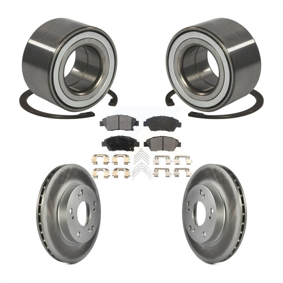 Front Wheel Bearing With Coated Disc Brake Rotors And Semi-Metallic Pads Kit For 2011-2015 Honda CR-Z KBB-101483