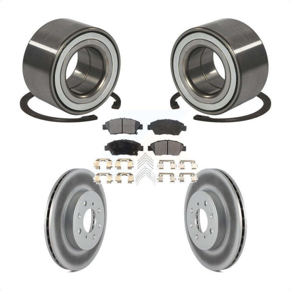 Front Wheel Bearing With Coated Disc Brake Rotors And Semi-Metallic Pads Kit For Honda Fit KBB-101484