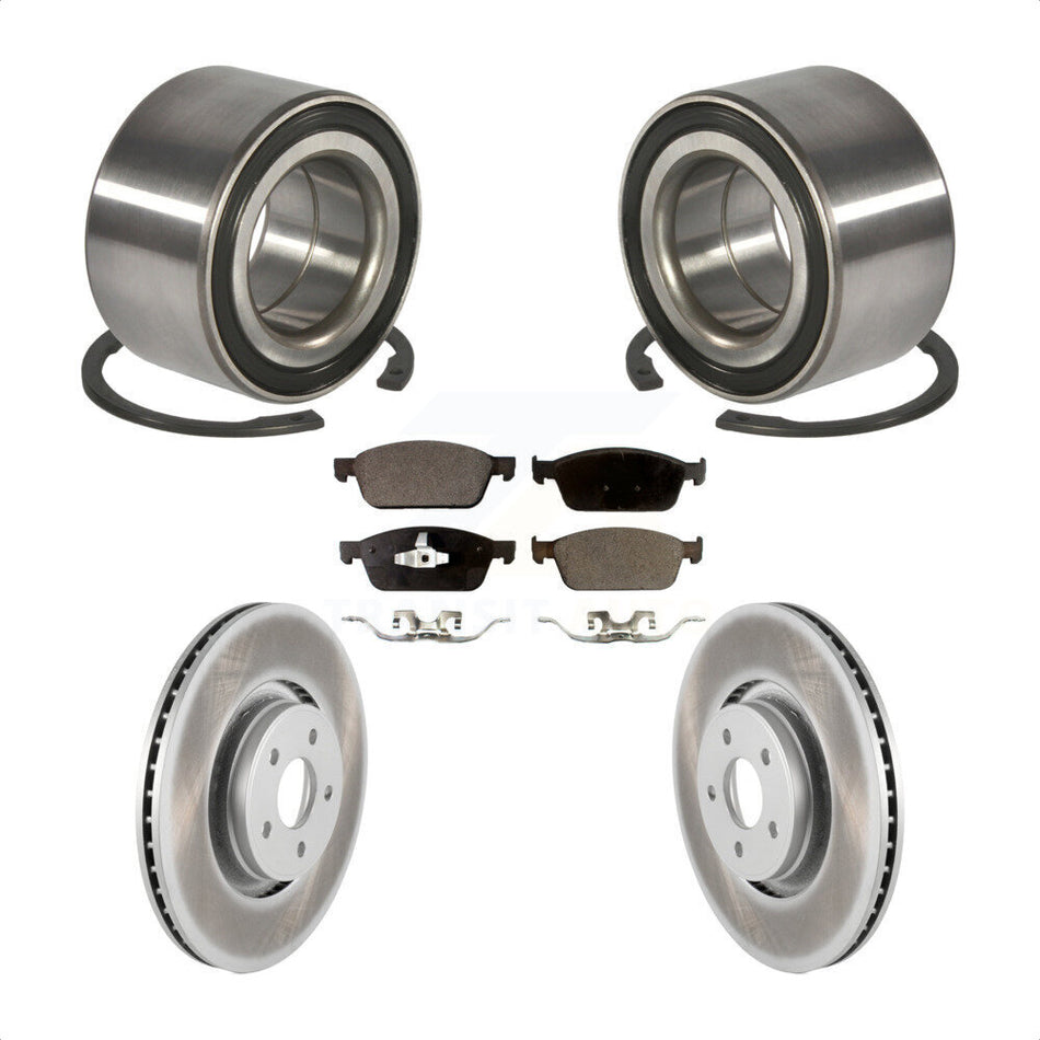 Front Wheel Bearing With Coated Disc Brake Rotors And Semi-Metallic Pads Kit For Ford Focus Lincoln MKC KBB-101492