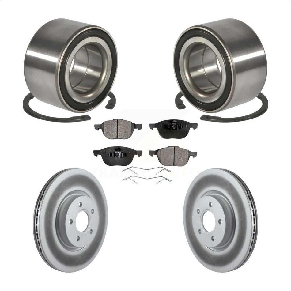Front Wheel Bearing With Coated Disc Brake Rotors And Semi-Metallic Pads Kit For 2014 Ford Connect 104.8" wheel base KBB-101493