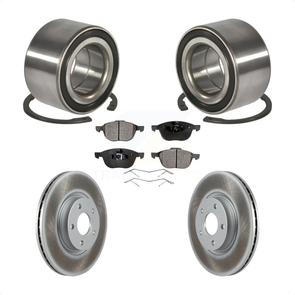 Front Wheel Bearing With Coated Disc Brake Rotors And Semi-Metallic Pads Kit For Ford Escape C-Max KBB-101496
