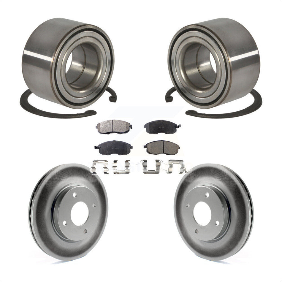 Front Wheel Bearing With Coated Disc Brake Rotors And Semi-Metallic Pads Kit For 2010-2011 Nissan Versa 1.8L KBB-101506