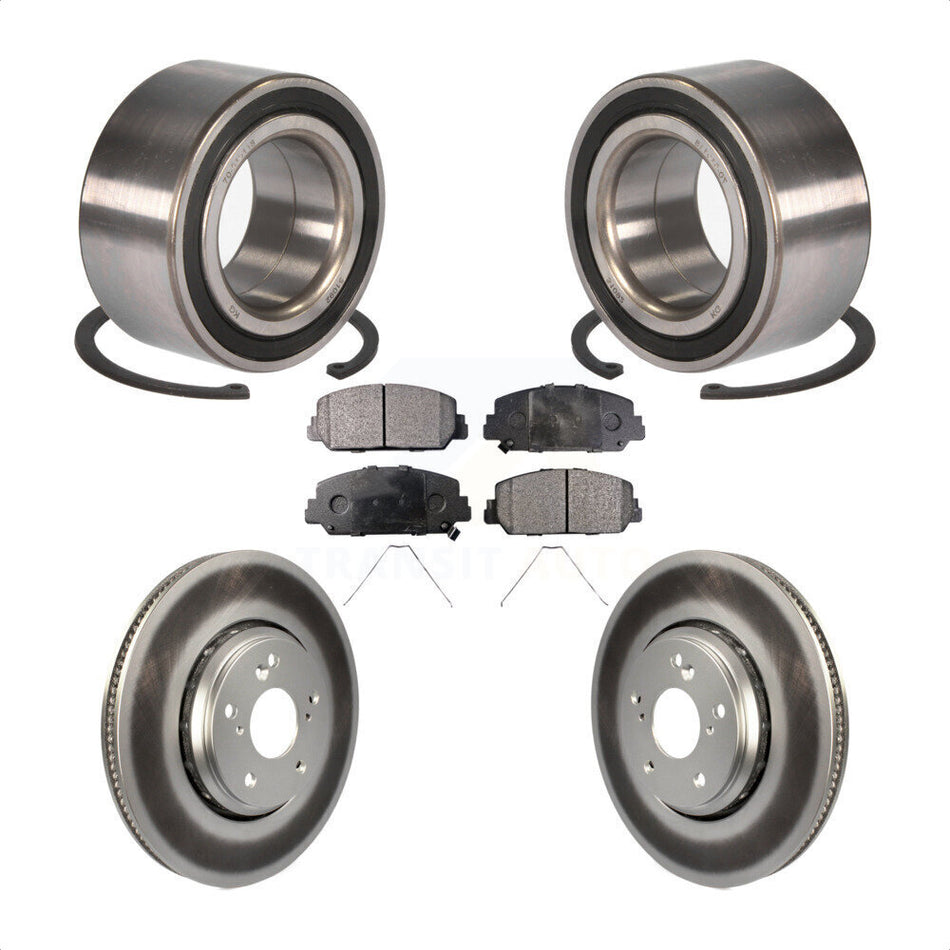 Front Wheel Bearing With Coated Disc Brake Rotors And Semi-Metallic Pads Kit For Honda Accord KBB-101527