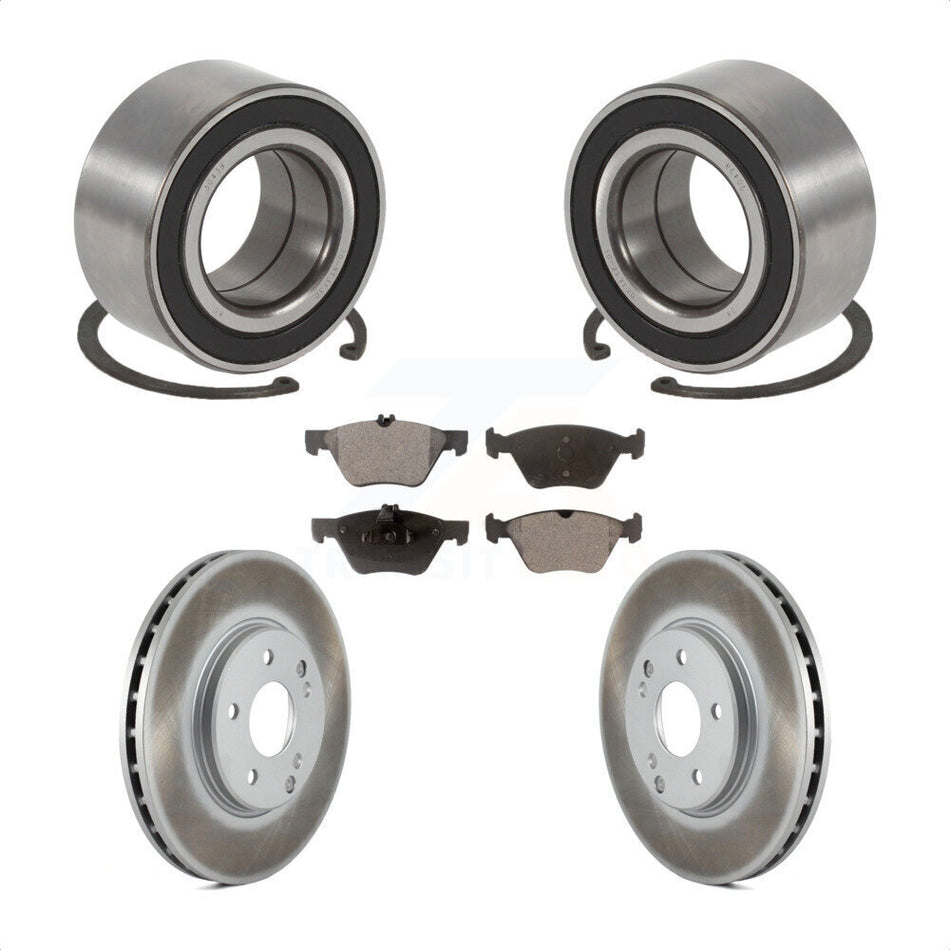 Front Wheel Bearing With Coated Disc Brake Rotors And Semi-Metallic Pads Kit For 1998-2002 Mercedes-Benz E320 4Matic KBB-101541