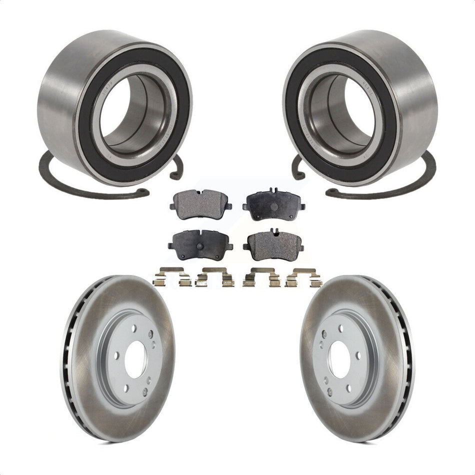Front Wheel Bearing With Coated Disc Brake Rotors And Semi-Metallic Pads Kit For Mercedes-Benz C240 C280 C320 C350 AWD KBB-101542