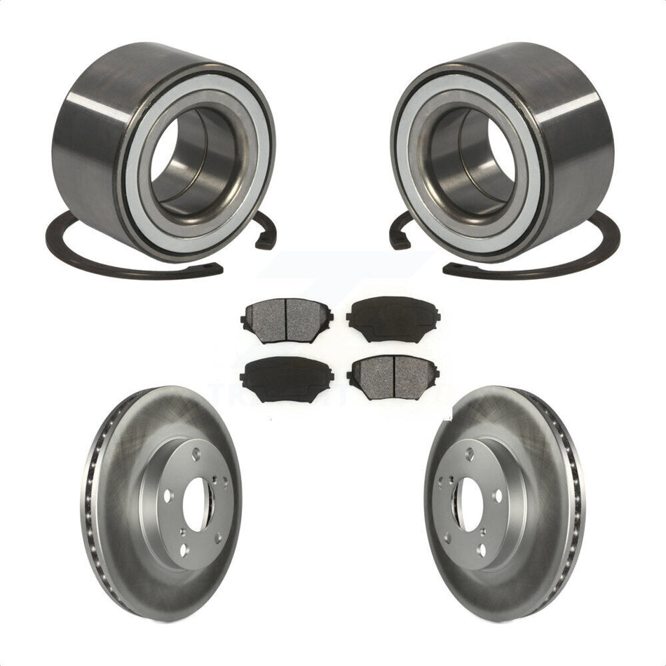 Front Wheel Bearing With Coated Disc Brake Rotors And Semi-Metallic Pads Kit For Toyota RAV4 KBB-101556