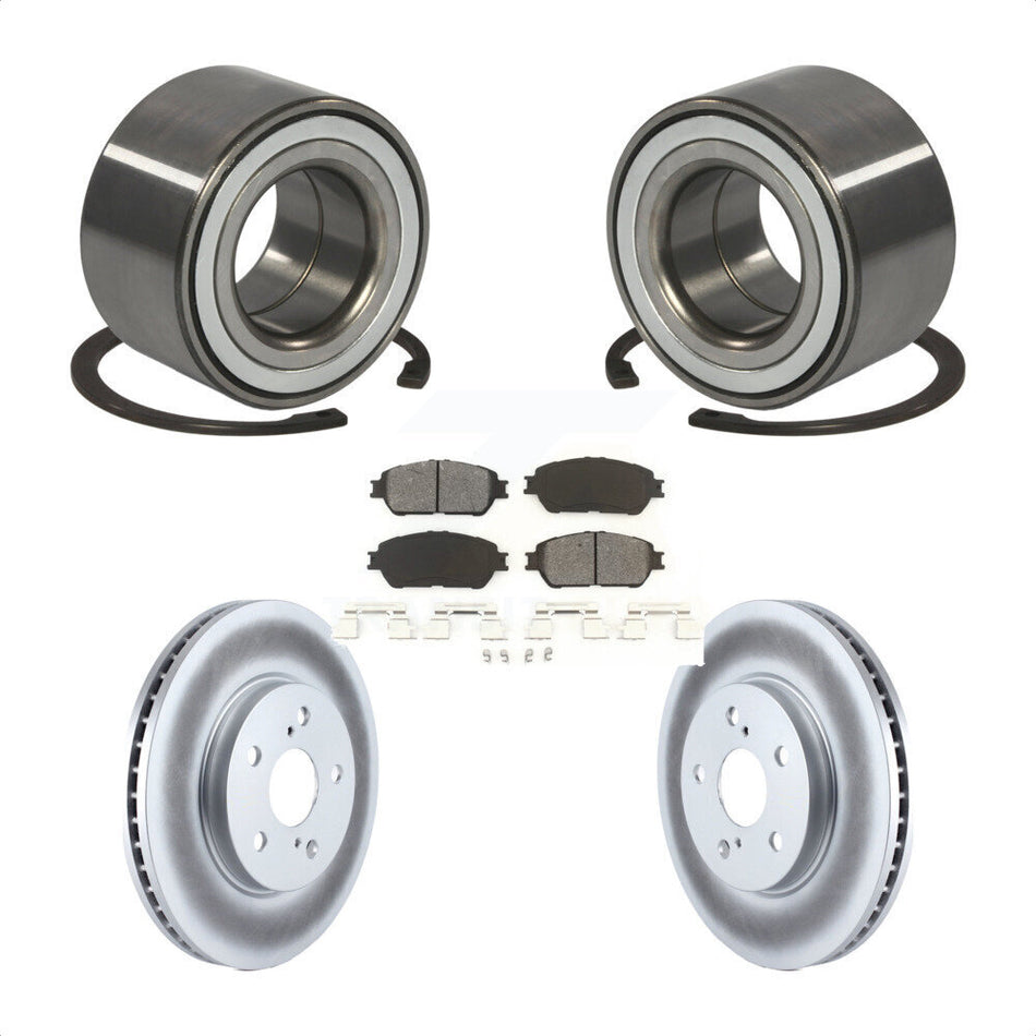 Front Wheel Bearing With Coated Disc Brake Rotors And Semi-Metallic Pads Kit For 2002-2003 Lexus ES300 KBB-101557