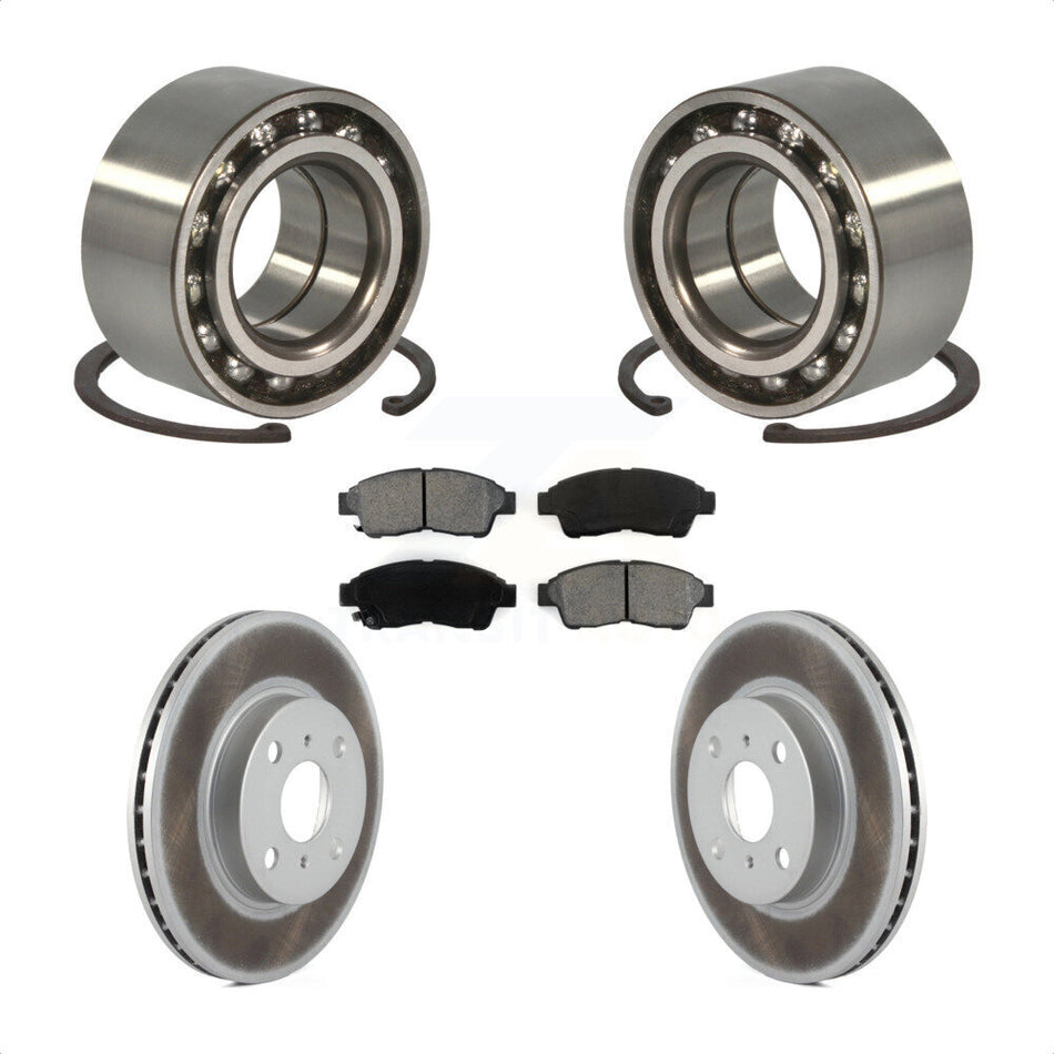 Front Wheel Bearing With Coated Disc Brake Rotors And Semi-Metallic Pads Kit For 1993-1997 Toyota Corolla Geo Prizm KBB-101559