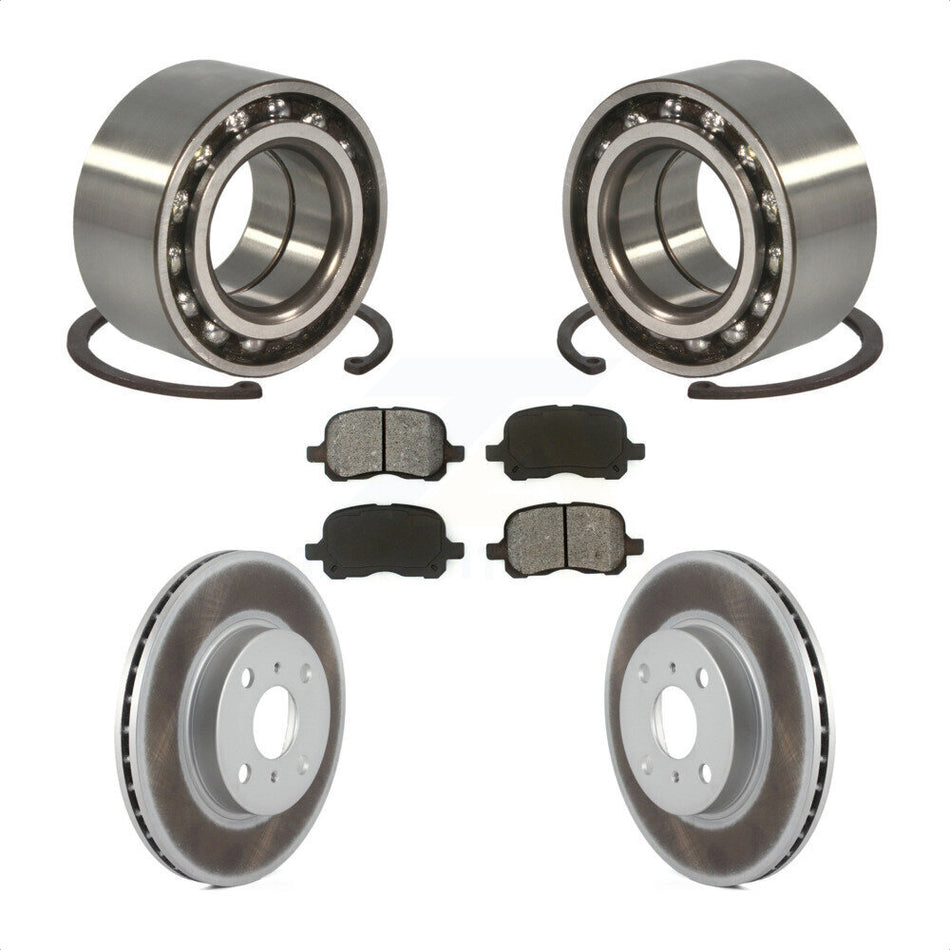 Front Wheel Bearing With Coated Disc Brake Rotors And Semi-Metallic Pads Kit For 1998-2002 Toyota Corolla Chevrolet Prizm KBB-101560