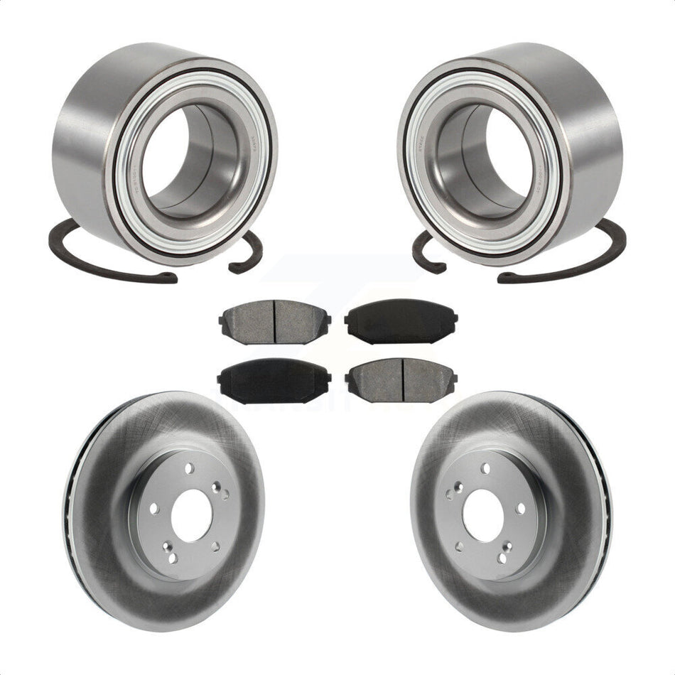 Front Wheel Bearing With Coated Disc Brake Rotors And Semi-Metallic Pads Kit For 2001-2002 Acura MDX KBB-101568