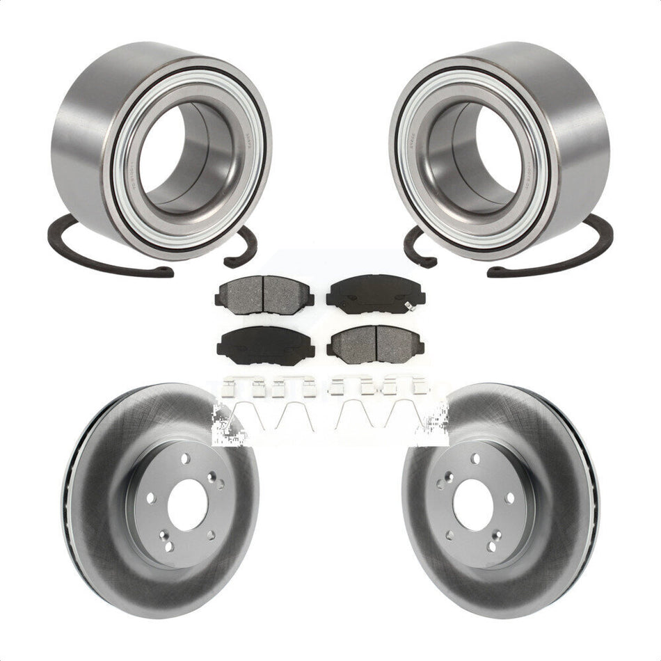 Front Wheel Bearing With Coated Disc Brake Rotors And Semi-Metallic Pads Kit For 2003-2004 Honda Pilot KBB-101569