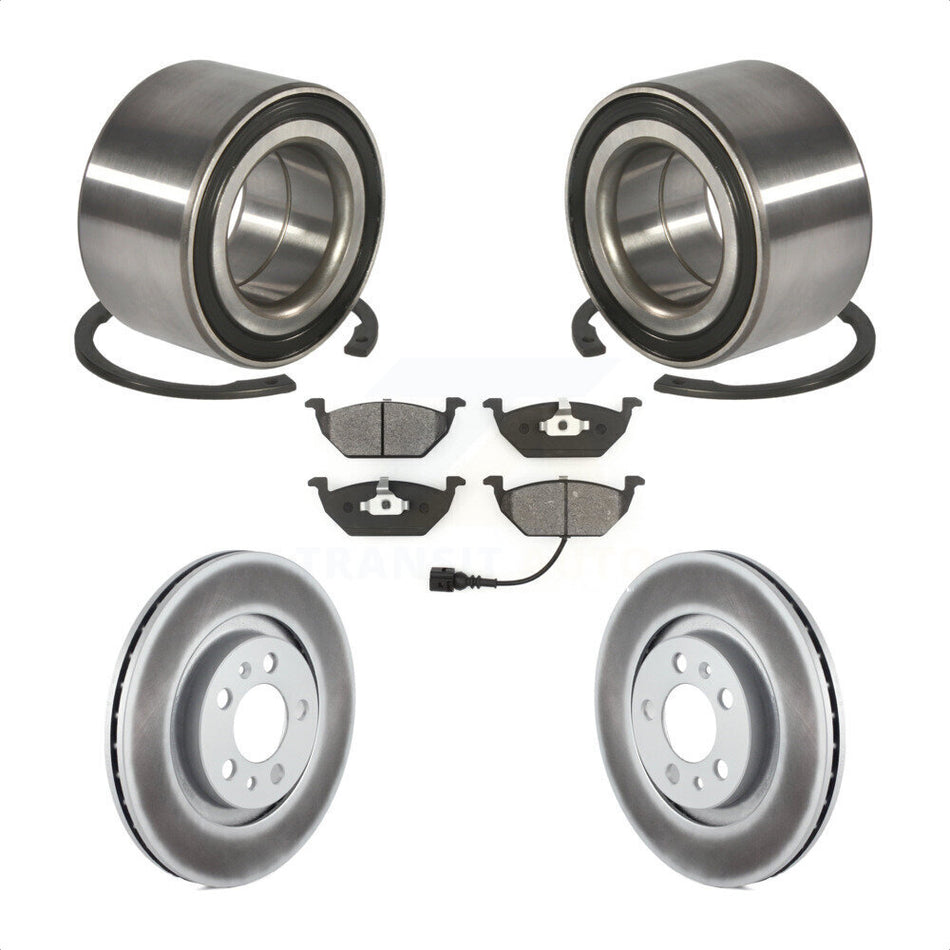 Front Wheel Bearing With Coated Disc Brake Rotors And Semi-Metallic Pads Kit For Volkswagen Beetle Jetta Golf City KBB-101576