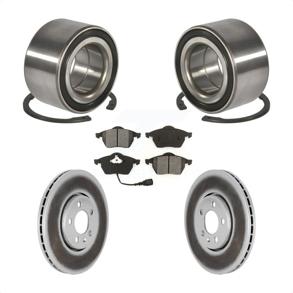 Front Wheel Bearing With Coated Disc Brake Rotors And Semi-Metallic Pads Kit For Volkswagen Jetta Beetle Golf KBB-101577