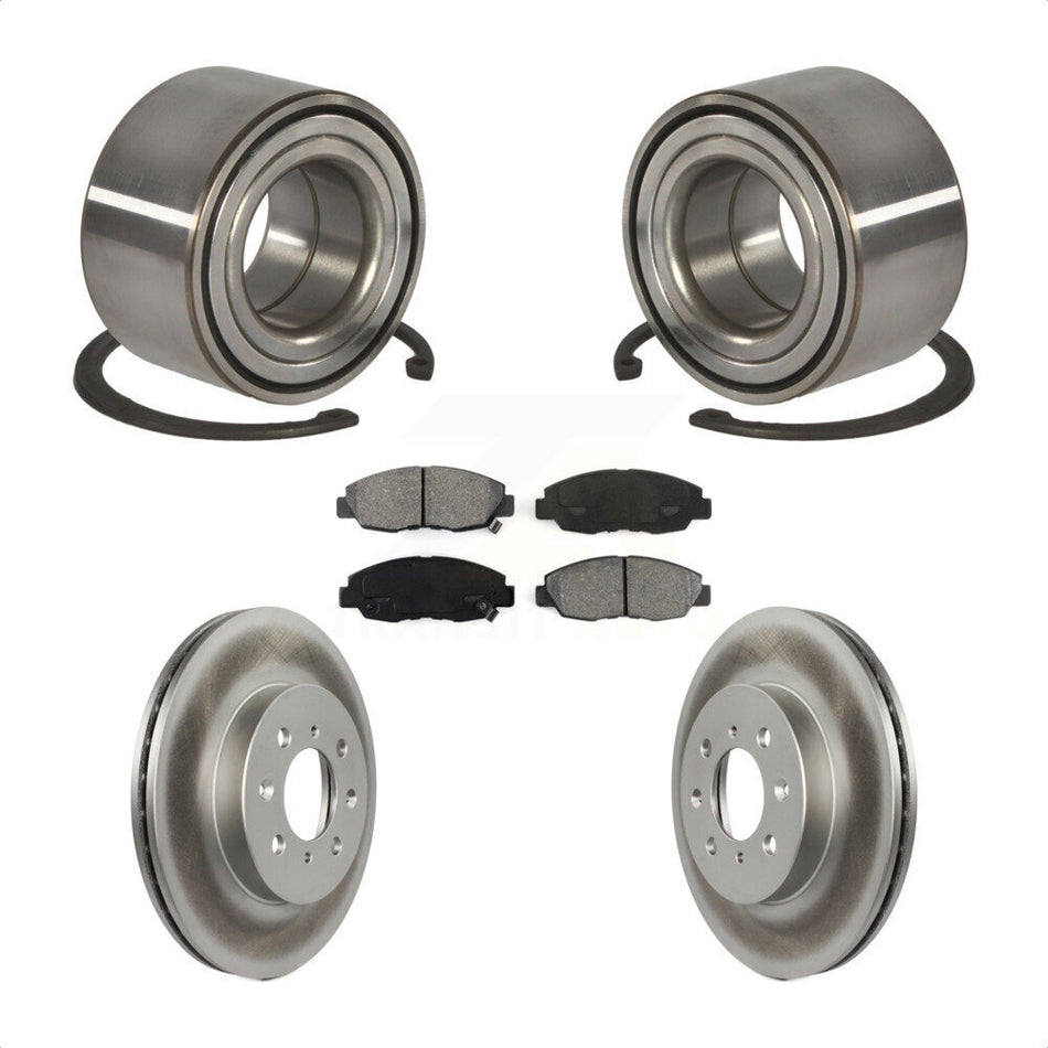 Front Wheel Bearing With Coated Disc Brake Rotors And Semi-Metallic Pads Kit For Honda Civic Acura EL KBB-101582