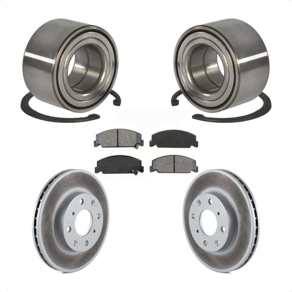 Front Wheel Bearing With Coated Disc Brake Rotors And Semi-Metallic Pads Kit For Honda Civic del Sol KBB-101584