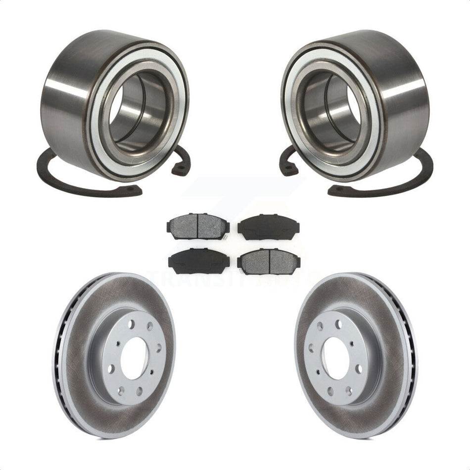 Front Wheel Bearing With Coated Disc Brake Rotors And Semi-Metallic Pads Kit For 1994-1995 Honda Civic EX with Sedan Non-ABS KBB-101600