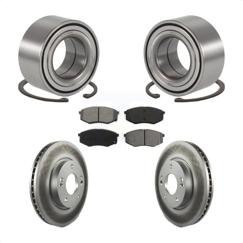 Front Wheel Bearing With Coated Disc Brake Rotors And Semi-Metallic Pads Kit For Hyundai Tucson Kia Sportage FWD KBB-101603