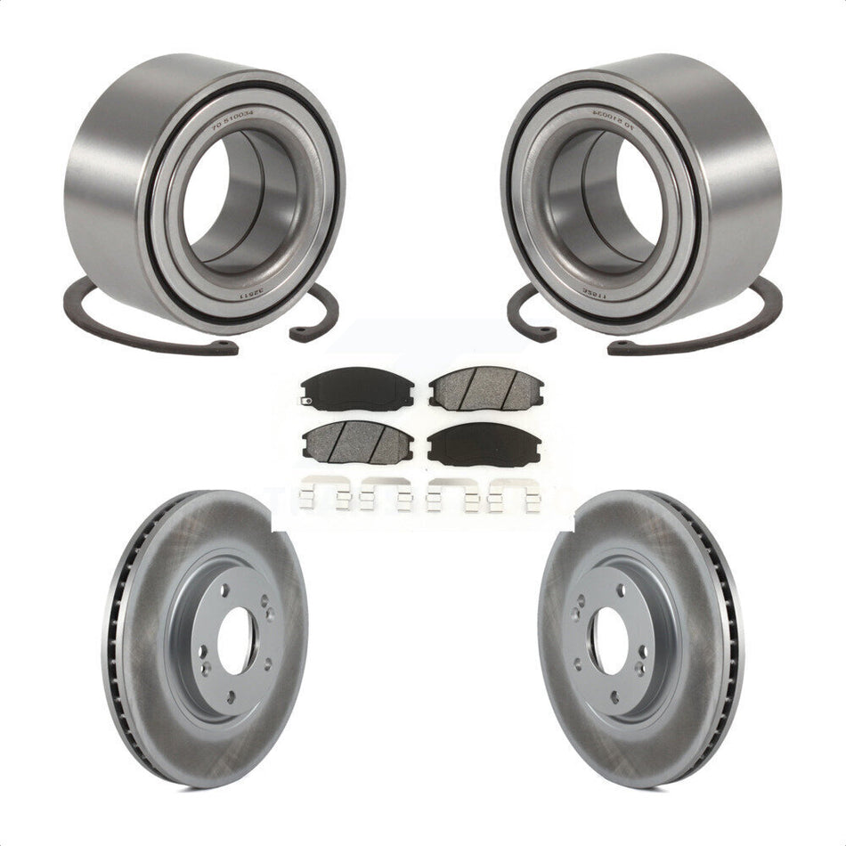 Front Wheel Bearing With Coated Disc Brake Rotors And Semi-Metallic Pads Kit For Hyundai XG350 KBB-101608