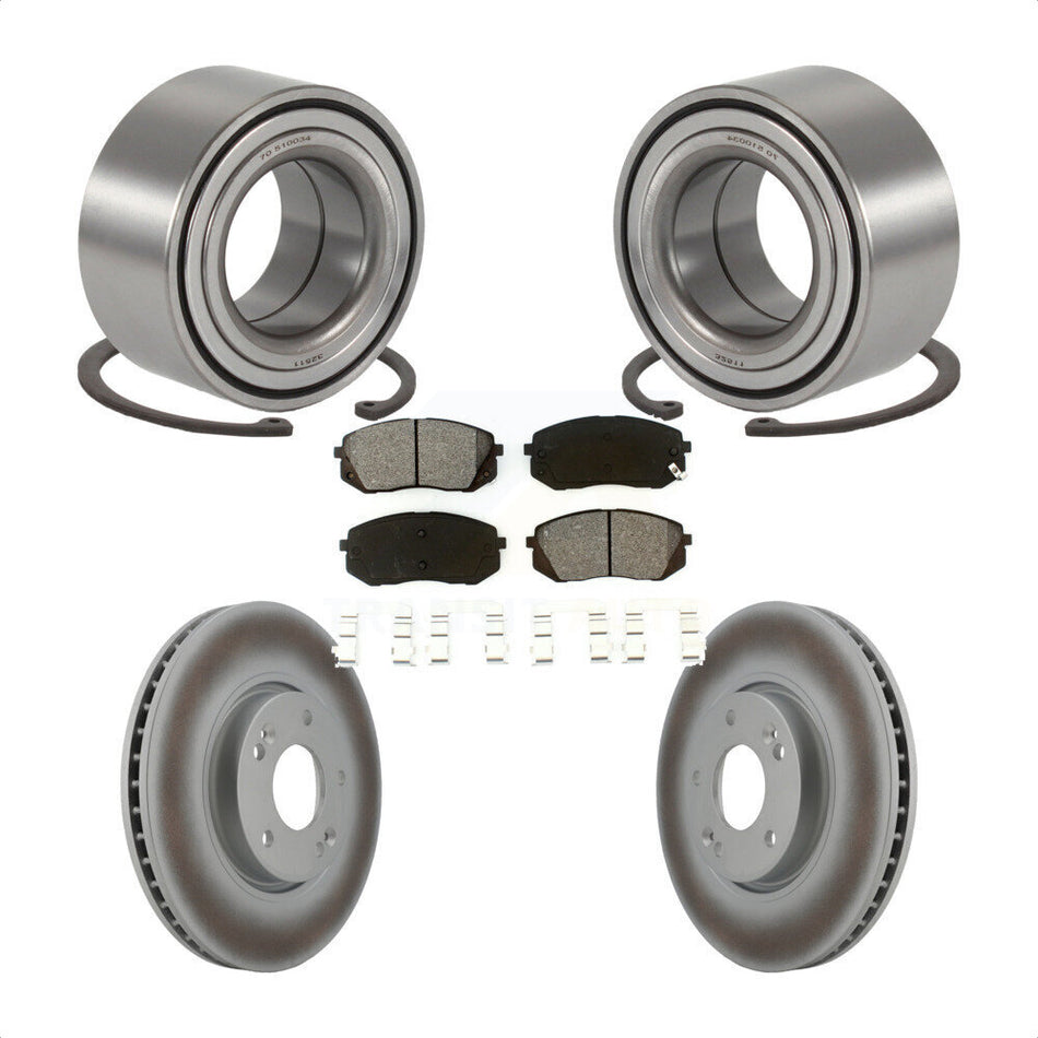 Front Wheel Bearing With Coated Disc Brake Rotors And Semi-Metallic Pads Kit For Hyundai Tucson Kia Sportage KBB-101611
