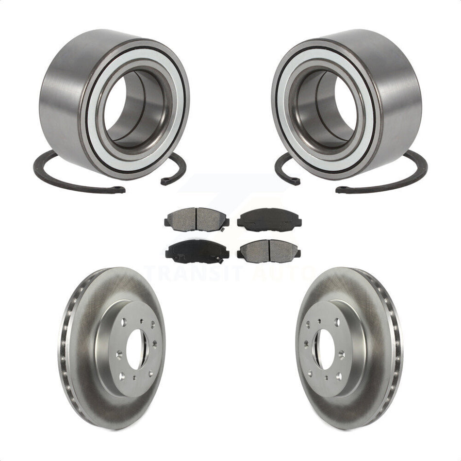 Front Wheel Bearing With Coated Disc Brake Rotors And Semi-Metallic Pads Kit For 1998-2002 Honda Accord Coupe with 2.3L KBB-101618