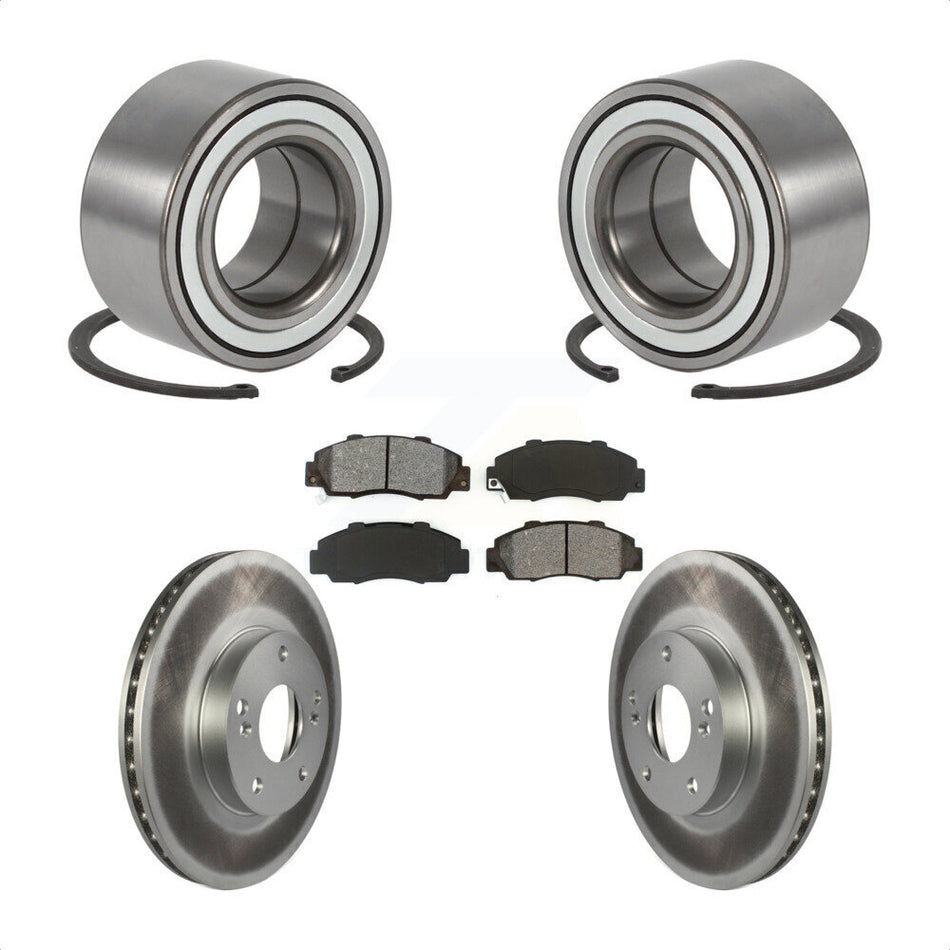Front Wheel Bearing With Coated Disc Brake Rotors And Semi-Metallic Pads Kit For 1998-2002 Honda Accord 3.0L KBB-101620