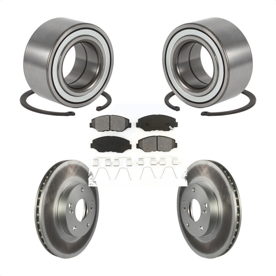 Front Wheel Bearing With Coated Disc Brake Rotors And Semi-Metallic Pads Kit For Honda Element KBB-101621
