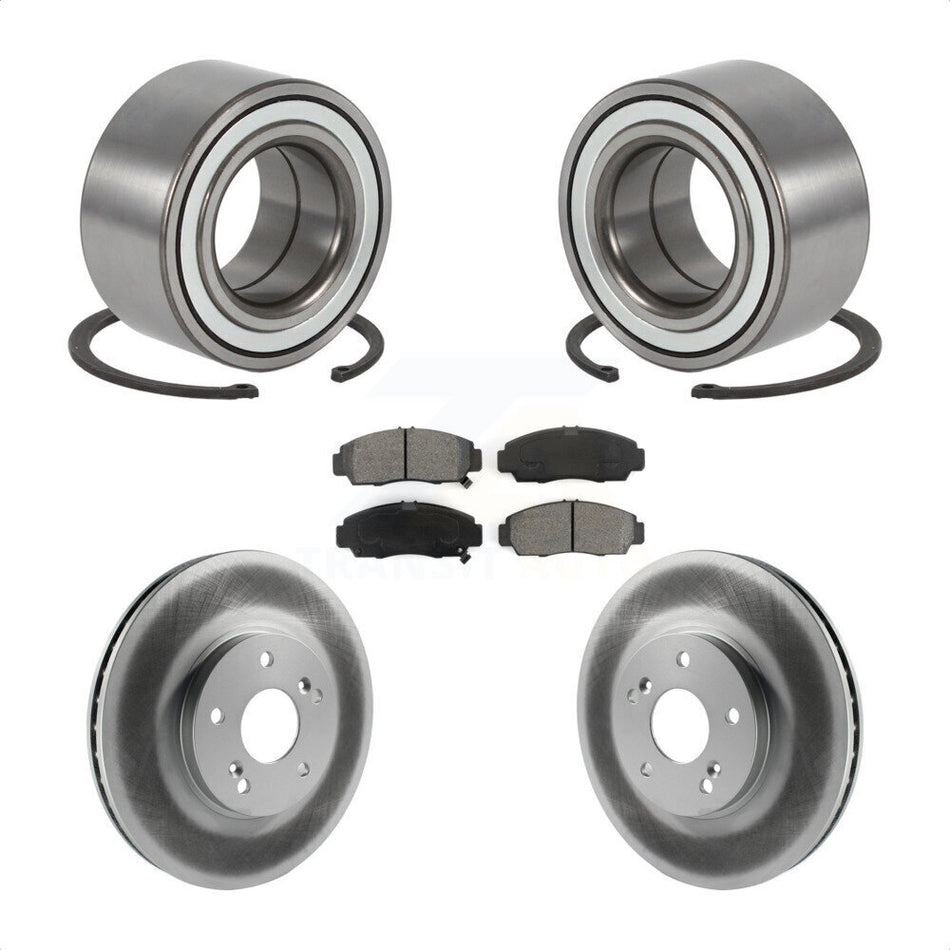 Front Wheel Bearing With Coated Disc Brake Rotors And Semi-Metallic Pads Kit For Acura TL CL KBB-101622