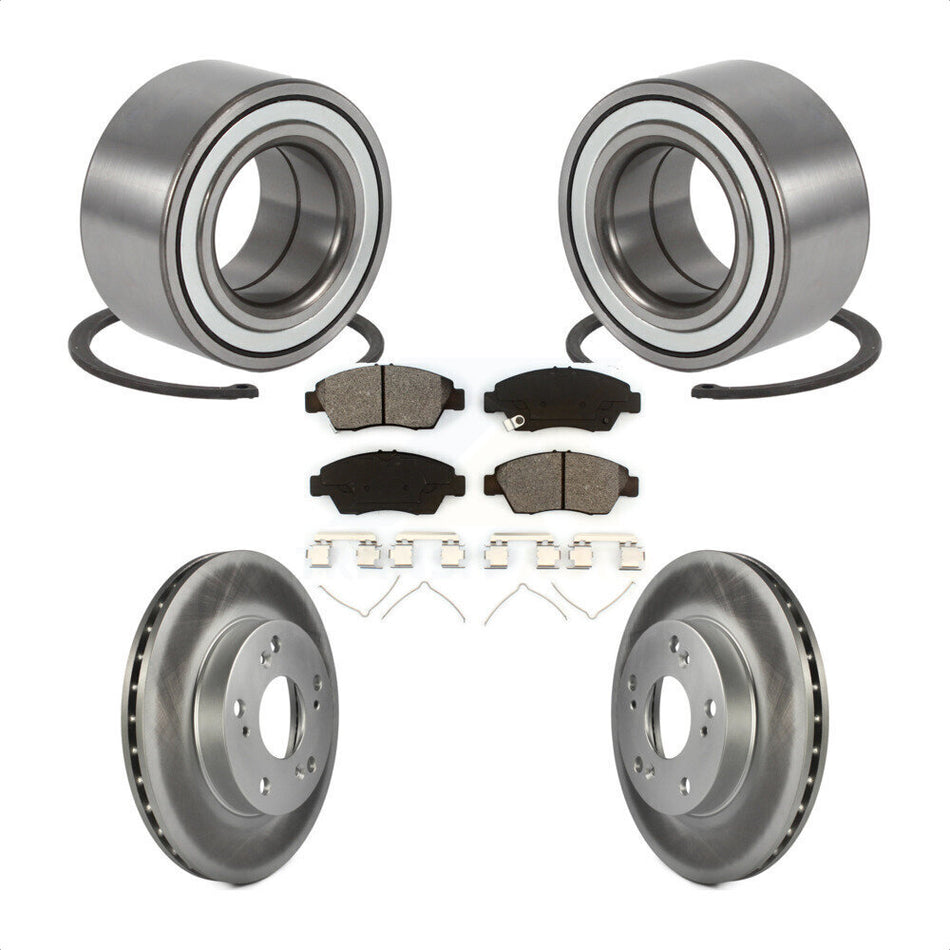 Front Wheel Bearing With Coated Disc Brake Rotors And Semi-Metallic Pads Kit For Honda Civic Acura RSX KBB-101623