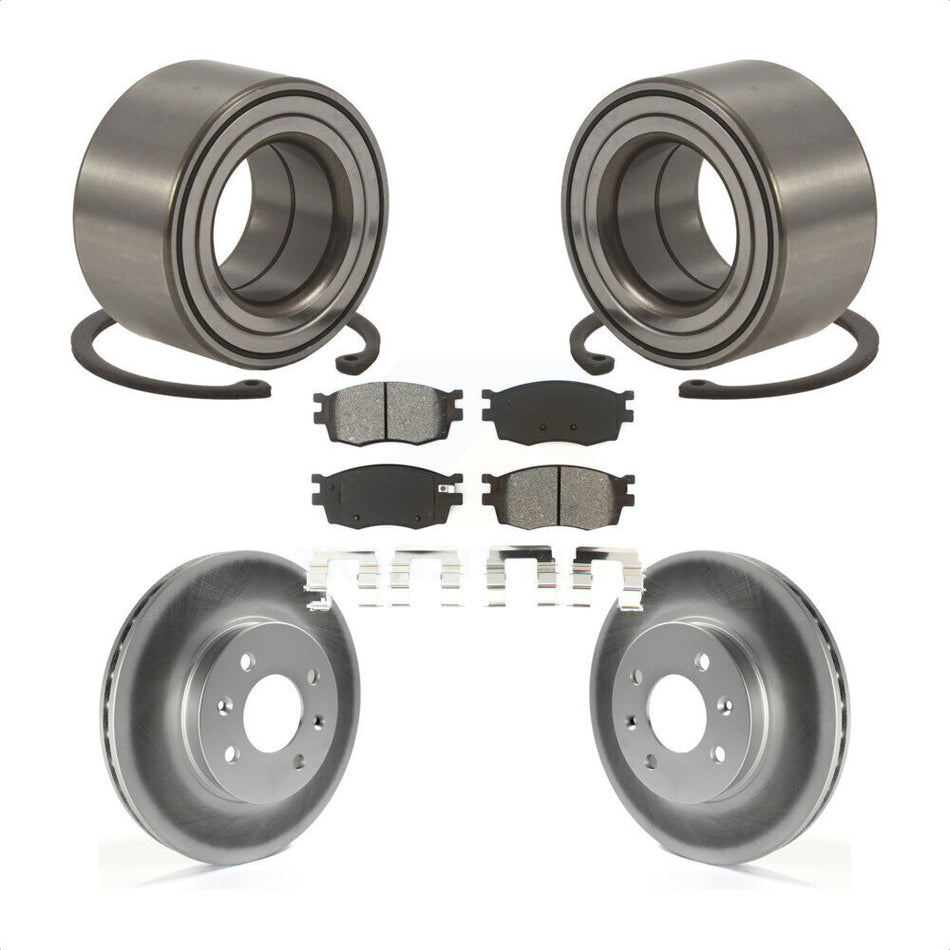 Front Wheel Bearing With Coated Disc Brake Rotors And Semi-Metallic Pads Kit For Hyundai Accent Kia Rio Rio5 KBB-101631