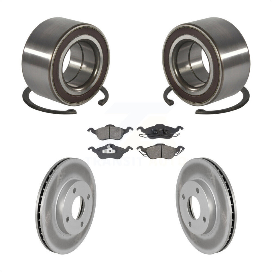 Front Wheel Bearing With Coated Disc Brake Rotors And Semi-Metallic Pads Kit For Ford Focus KBB-101634