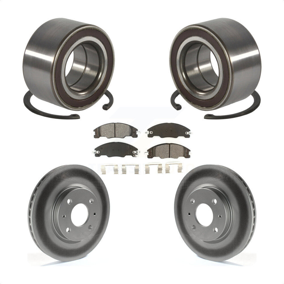 Front Wheel Bearing With Coated Disc Brake Rotors And Semi-Metallic Pads Kit For 2008-2011 Ford Focus KBB-101636