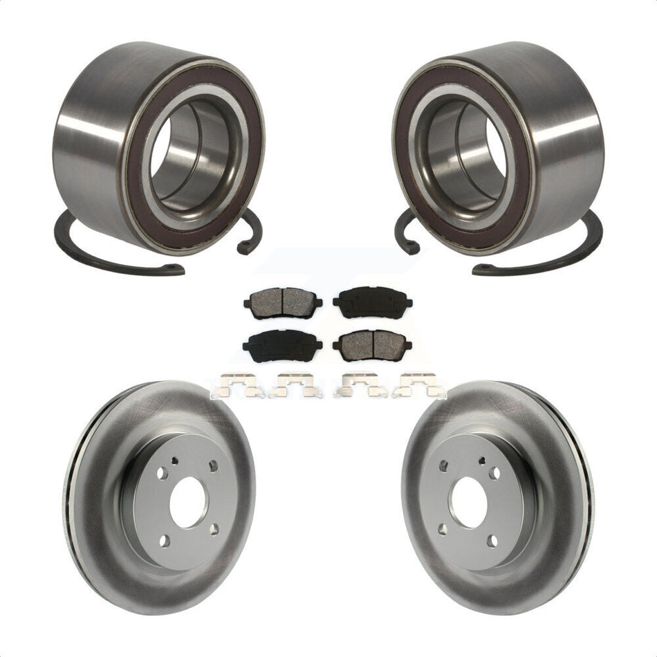 Front Wheel Bearing With Coated Disc Brake Rotors And Semi-Metallic Pads Kit For 2011-2014 Mazda 2 KBB-101638