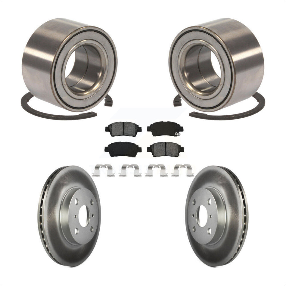 Front Wheel Bearing With Coated Disc Brake Rotors And Semi-Metallic Pads Kit For 2000 Toyota Echo From 08 00 KBB-101651