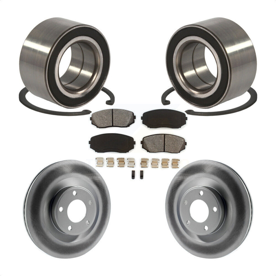 Front Wheel Bearing With Coated Disc Brake Rotors And Semi-Metallic Pads Kit For Ford Edge Lincoln MKX KBB-101652