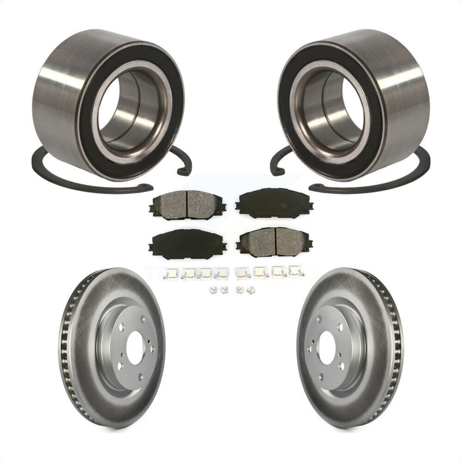 Front Wheel Bearing With Coated Disc Brake Rotors And Semi-Metallic Pads Kit For Toyota Matrix Pontiac Vibe KBB-101664