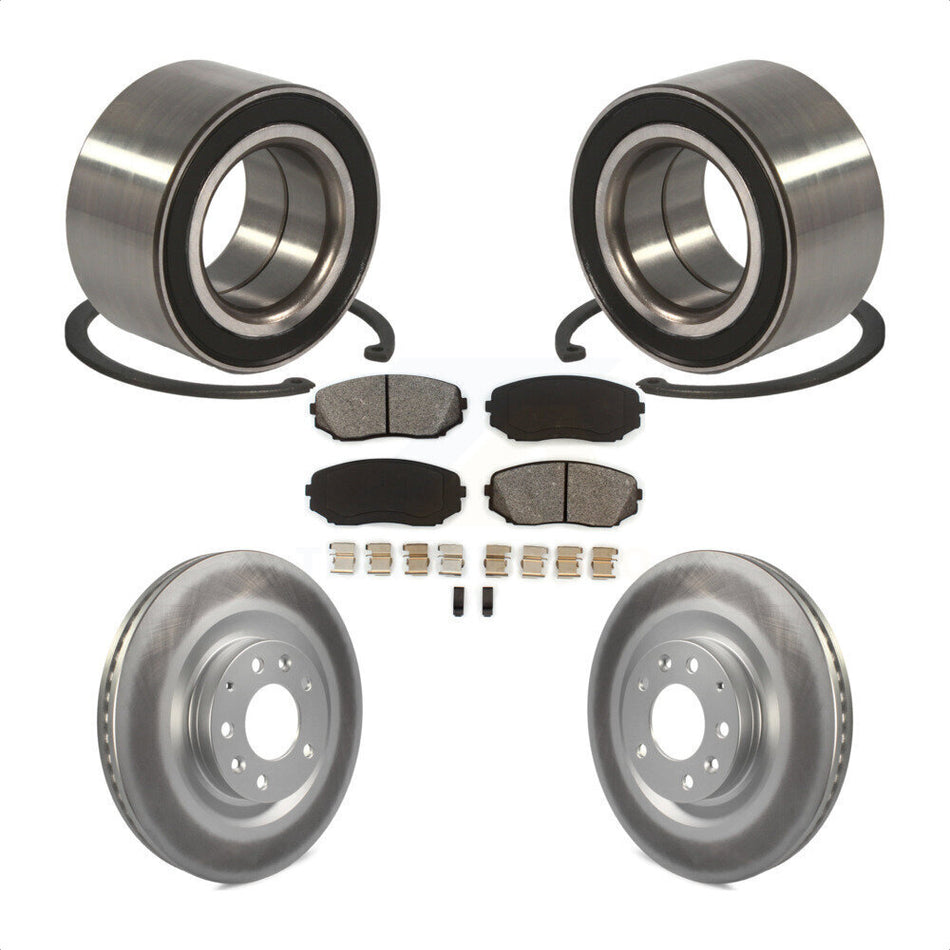Front Wheel Bearing With Coated Disc Brake Rotors And Semi-Metallic Pads Kit For 2007-2015 Mazda CX-9 KBB-101668