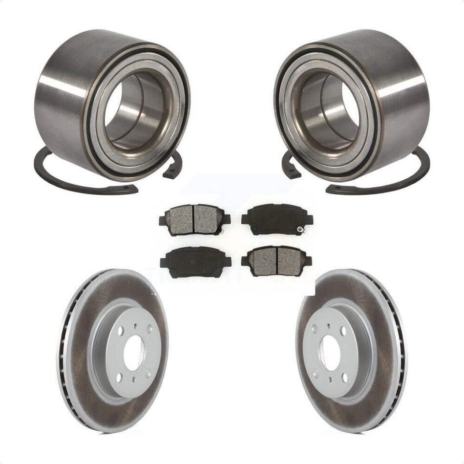 Front Wheel Bearing With Coated Disc Brake Rotors And Semi-Metallic Pads Kit For 2001-2003 Toyota Prius KBB-101670