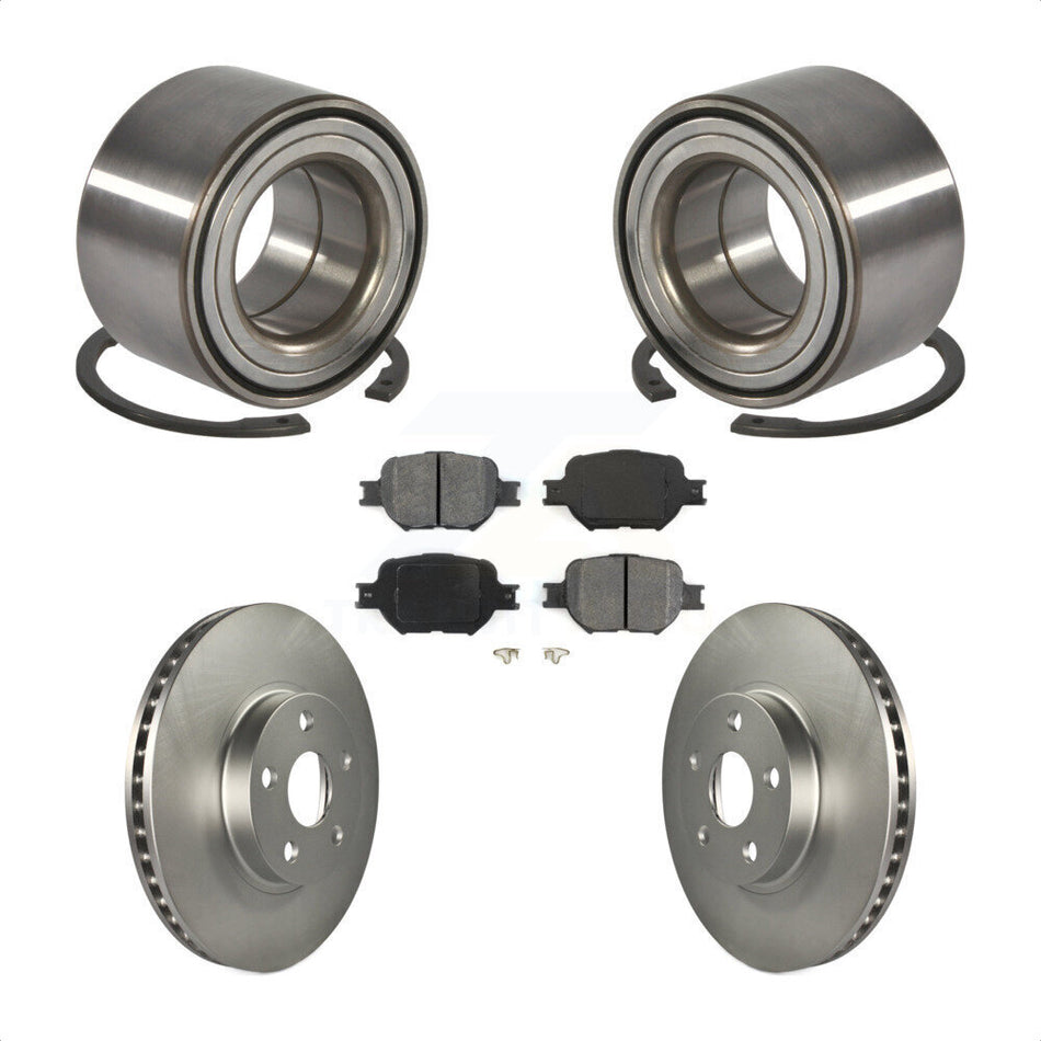 Front Wheel Bearing With Coated Disc Brake Rotors And Semi-Metallic Pads Kit For Scion tC Toyota Celica KBB-101671