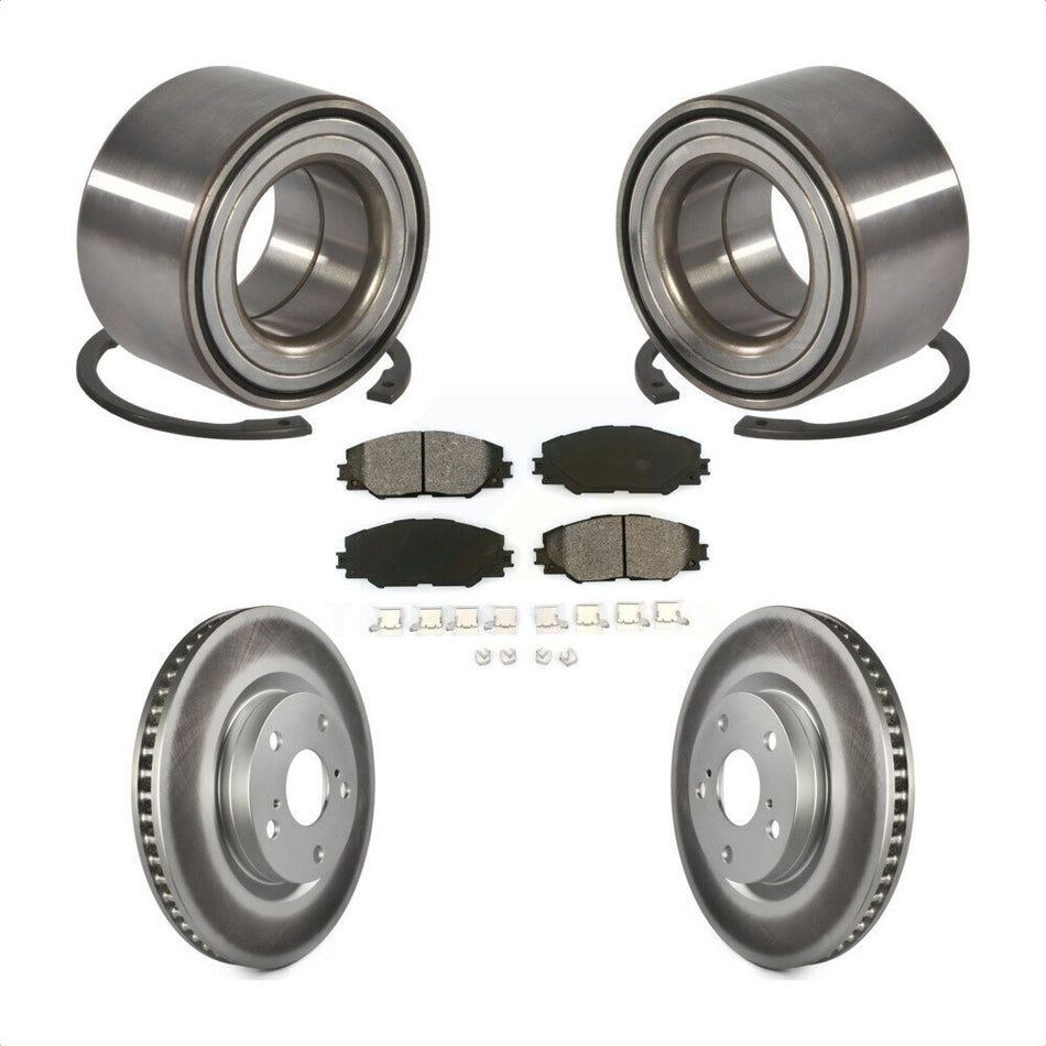 Front Wheel Bearing With Coated Disc Brake Rotors And Semi-Metallic Pads Kit For 2017-2018 Toyota Corolla iM KBB-101673
