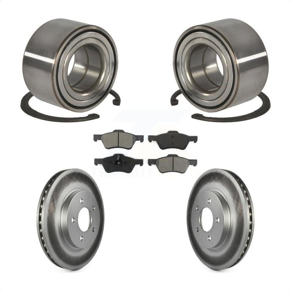Front Wheel Bearing With Coated Disc Brake Rotors And Semi-Metallic Pads Kit For Ford Escape Mercury Mariner KBB-101677